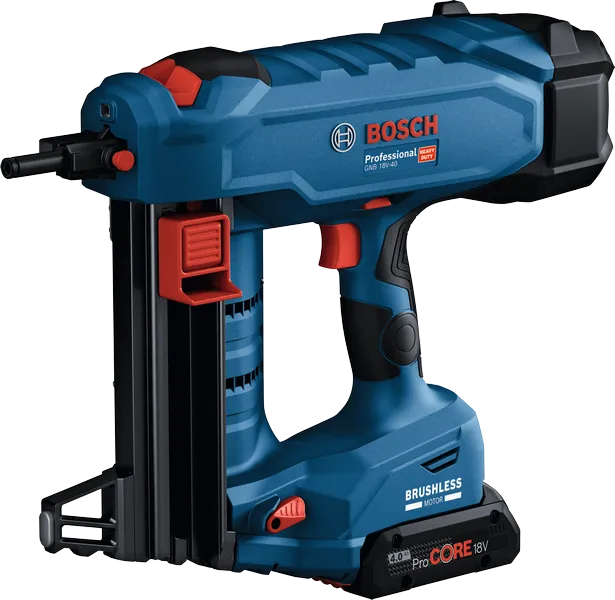 Bosch GNB 18V-40 cordless concrete nailer with 4Ah ProCORE battery.