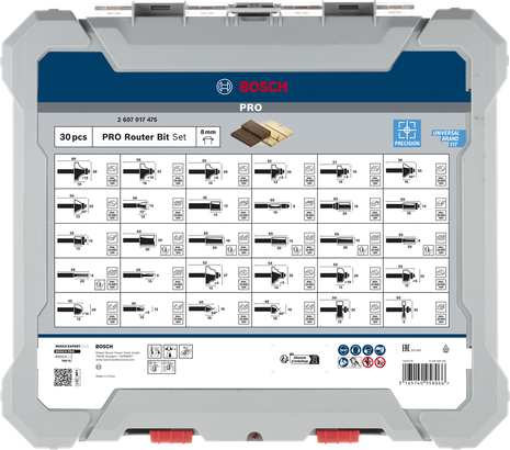 Bosch PRO router bit set 8 mm 30 pcs.
