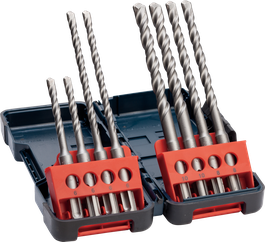 Bosch 8-piece SDS plus-3 hammer drill bit set in Tough Box.