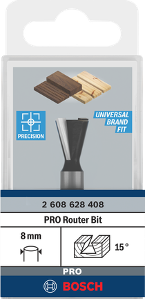 Bosch 15° dovetail router bit 8 mm.