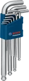 Bosch 9 piece S2 hex Allen key set in blue holder.