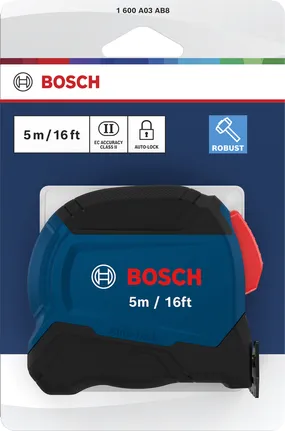 Bosch tape measure 5m 16ft auto-lock.