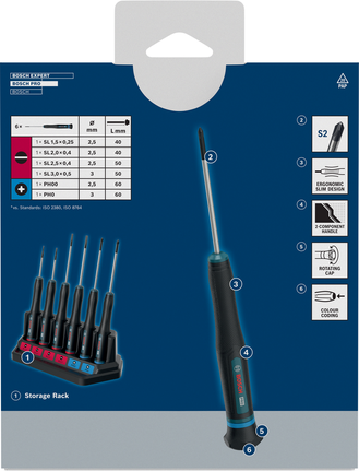 Bosch PRO Precision Screwdriver Set PH/SL with S2 shafts.