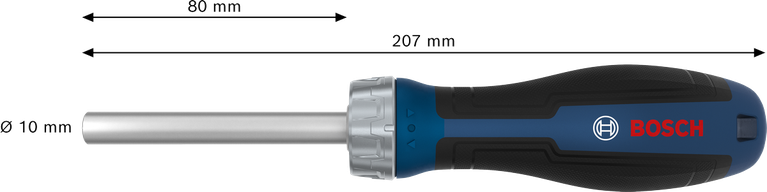 Bosch Bit Ratchet Screwdriver with 80 mm shaft.