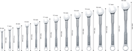 Bosch Combination Wrench Set 6-19 mm, 12 pieces, +50% torque.