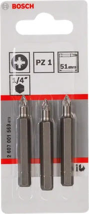 Біти для викрутки Bosch PZ1 1/4″ 51 мм.