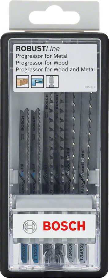 Набір із 6 полотен для лобзика Bosch Robust Line для дерева та металу.