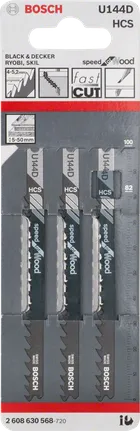 Набір з 3 полотен для лобзика Bosch U 144 D.