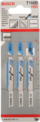 Набір з 3 полотен для лобзика Bosch T118B.
