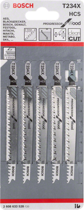 Полотна для лобзика Bosch T 234 X по дереву 3/8″.