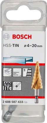 Ступінчасте свердло Bosch HSS-TiN 4–20 мм.