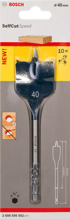 Лопатеве свердло Bosch 40 мм Self Cut Speed.