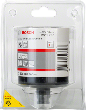 Кільцеріз Bosch MultiConstruction 67 мм для легкого різання матеріалу.