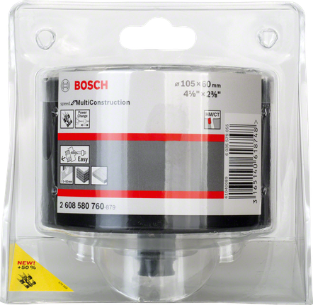 Кільцеві пилки Bosch MultiConstruction 105 мм для легкого свердління різних матеріалів.