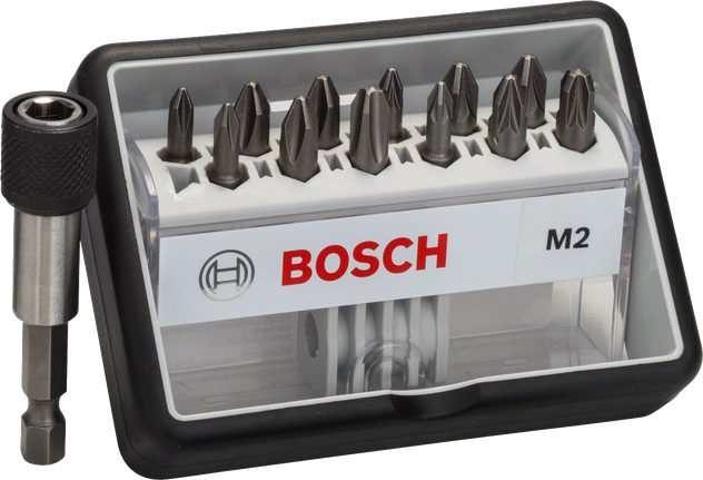 Набір біт для викрутки Bosch Robust Line, 12+1 предмет, надтвердих.