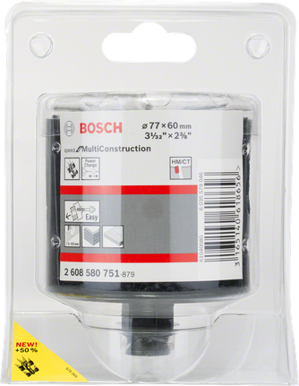 Кільцеріз Bosch MultiConstruction 77 мм для легкого різання матеріалу.