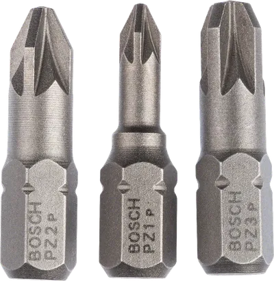 Набір із 3 надтвердих біт для викрутки Bosch PZ1, PZ2, PZ3.