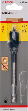 Лопатеве свердло Bosch 19 мм Self Cut Speed.