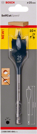 Лопатеве свердло Bosch 25 мм Self Cut Speed.