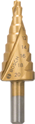 Ступінчасте свердло Bosch HSS-TiN 4-20 мм для точного свердління.