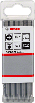 Набір біт для викрутки Bosch PH2 49 мм, 60 штук.