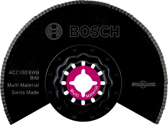 Сегментне лезо Bosch BIM із зубчастою поверхнею ACZ 100 SWB для різання різних матеріалів.