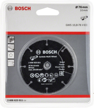 Багатошаровий відрізний диск Bosch з твердосплавним ущільненням 76 мм.