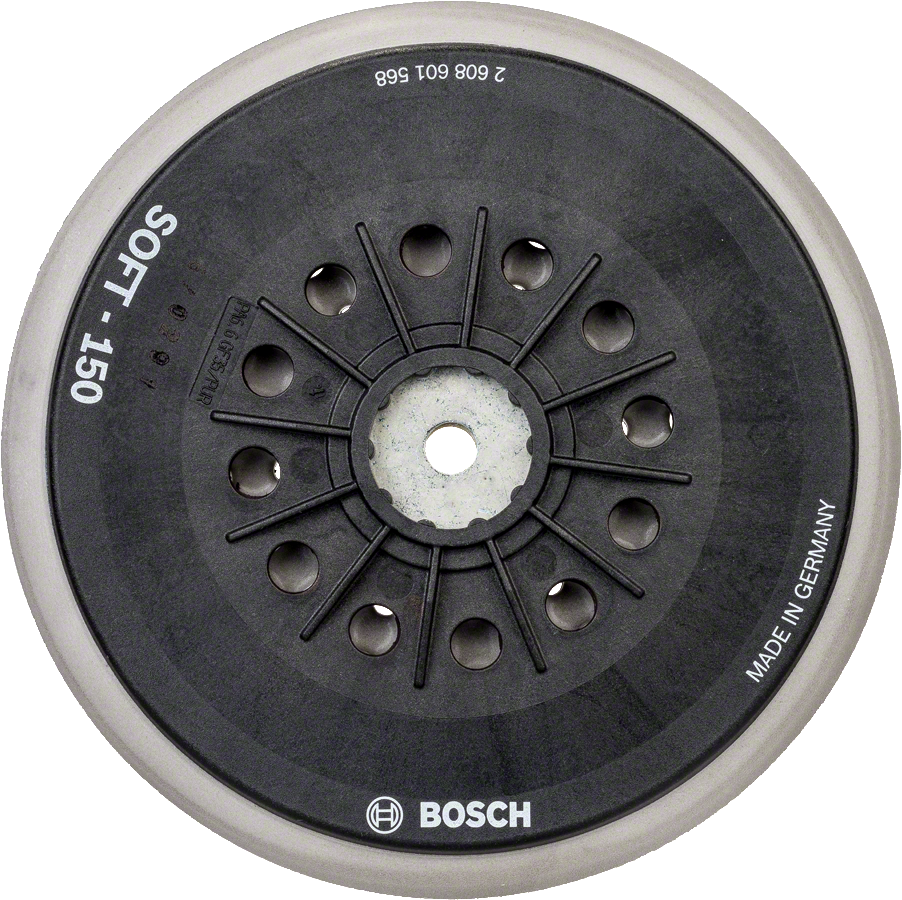 М'яка шліфувальна тарілка Bosch з кількома отворами діаметром 150 мм.