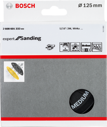 Шліфувальний диск Bosch середнього розміру 125 мм з кількома отворами.
