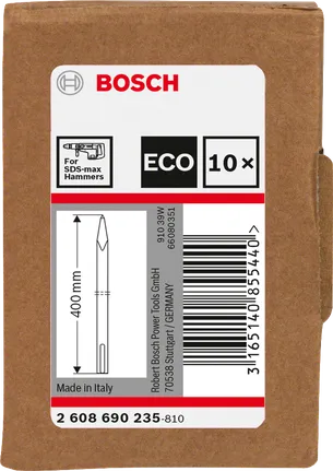 Набір зубил Bosch SDS-max 400 мм, коробка з 10 штук.