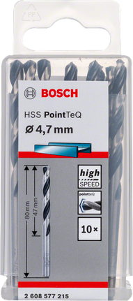 Набір свердел Bosch HSS Spiral PointTeQ 4,7 мм.