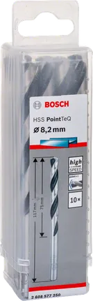 Набір спіральних свердел Bosch HSS PointTeQ 8,2 мм.