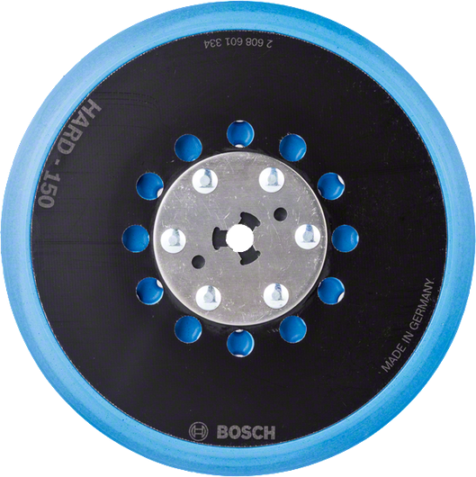 Тверда шліфувальна тарілка Bosch з кількома отворами діаметром 150 мм.