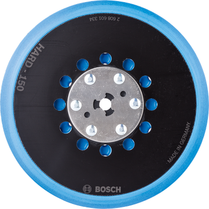 Тверда шліфувальна тарілка Bosch з кількома отворами діаметром 150 мм.