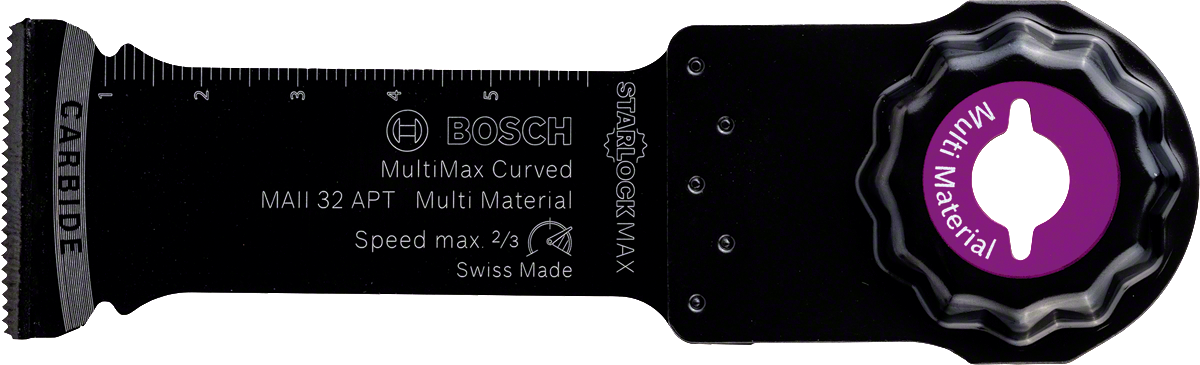 Вигнуте твердосплавне лезо Bosch MultiMax з різних матеріалів.