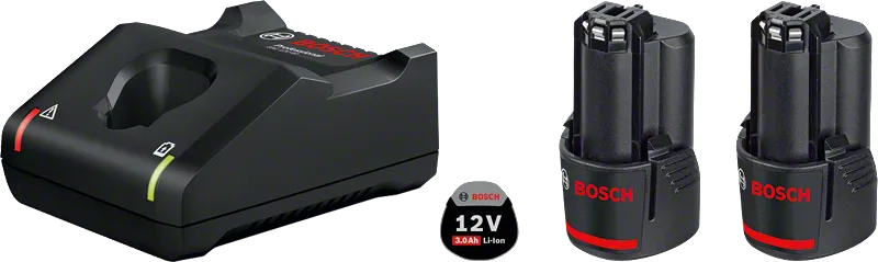 Стартовий комплект Bosch 12V із зарядним пристроєм та двома акумуляторами.
