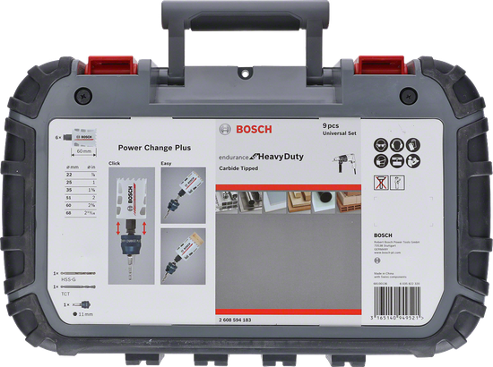 Набір з 9 твердосплавних коронок Bosch для потужного монтажу, 22/25/35/51/60/68.