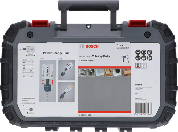 Набір з 9 твердосплавних коронок Bosch 22–68 мм.