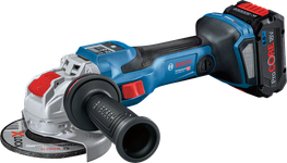 Акумуляторна кутова шліфувальна машина Bosch GWX 18V-15 SC з кейсом для перенесення.