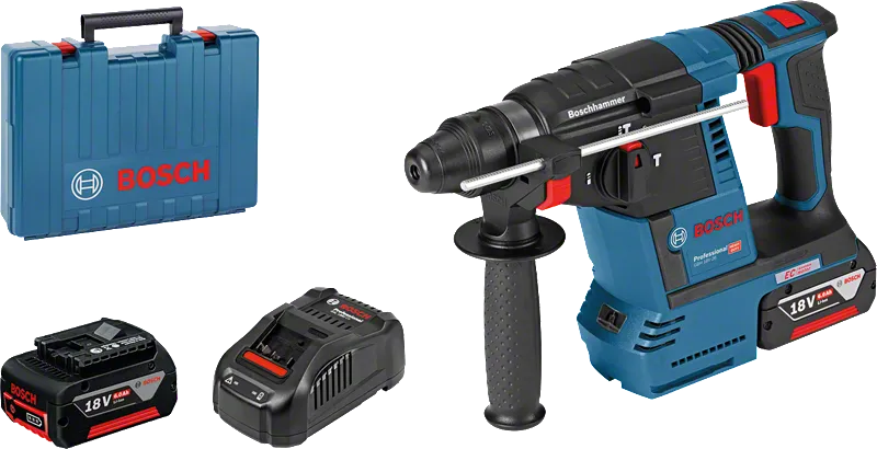 Перфоратор Bosch GBH 18V-26 з акумулятором та зарядним пристроєм.