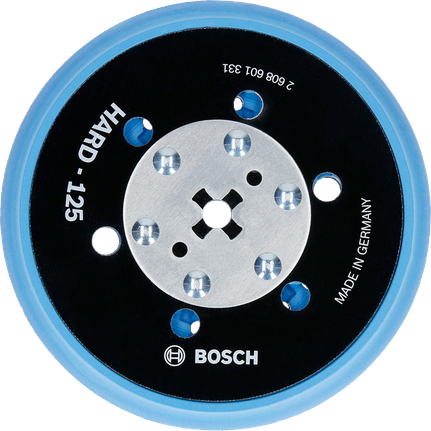 Тверда шліфувальна тарілка Bosch з кількома отворами діаметром 125 мм.