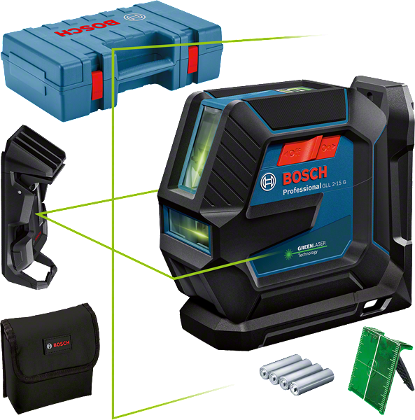Лазерний нівелір Bosch GLL 2-15 G із зеленим лазером.