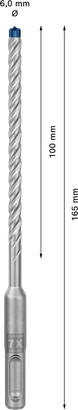 Свердло для перфоратора Bosch EXPERT SDS plus-7X 6x100x165 мм.