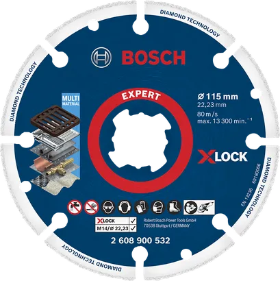 Алмазний відрізний диск Bosch Expert X-LOCK для різних матеріалів.