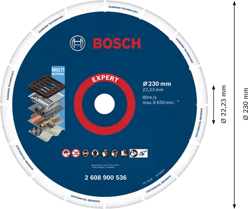 Алмазний відрізний диск Bosch Expert для різних матеріалів 230 мм.