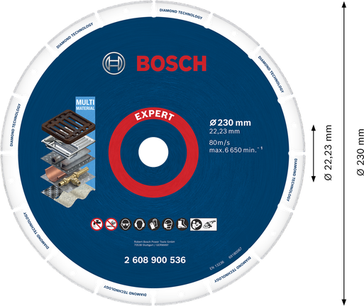 Алмазний відрізний диск Bosch Expert для різних матеріалів 230 мм.