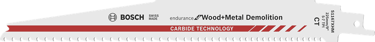 Твердосплавне шабельне пильне полотно Bosch для демонтажу деревини та металу.