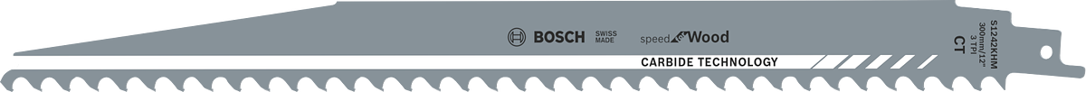 Твердосплавне полотно для зворотно-поступальної пилки Bosch S 1242 KHM по дереву.