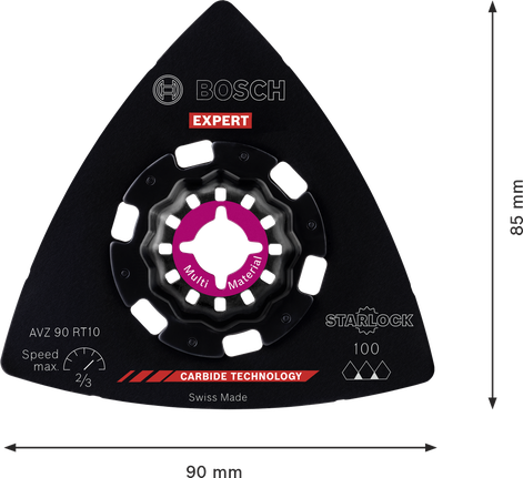 Шліфувальна пластина Bosch EXPERT AVZ 90 RT10, твердосплавна, зернистість 100.