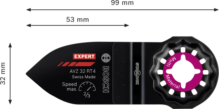 Шліфувальний палець Bosch EXPERT AVZ 32 RT4 з твердосплавною пластиною для мультиінструмента.